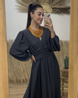 Vestido largo gris