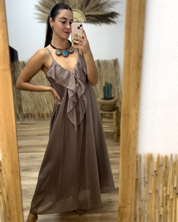 Vestido tirante piedra
