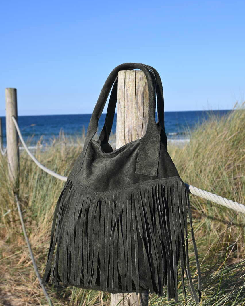 Bolso de hombre flecos verde