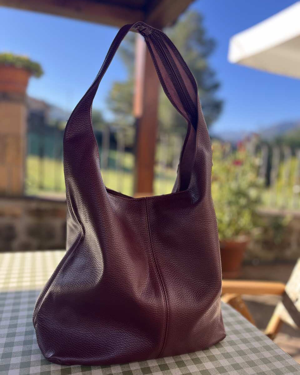 Bolso de piel vino