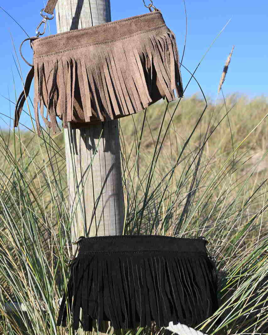 Bolso pequeño flecos beige
