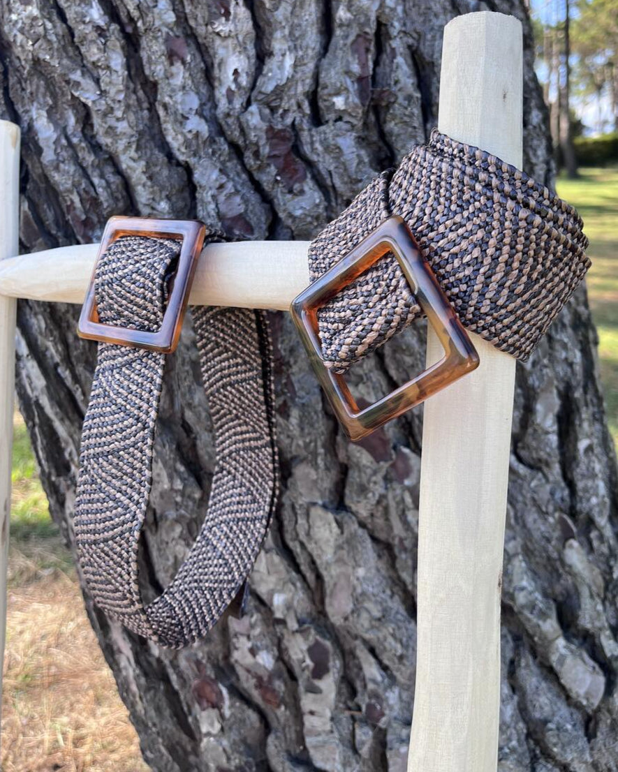 Cinturon trenzado marron