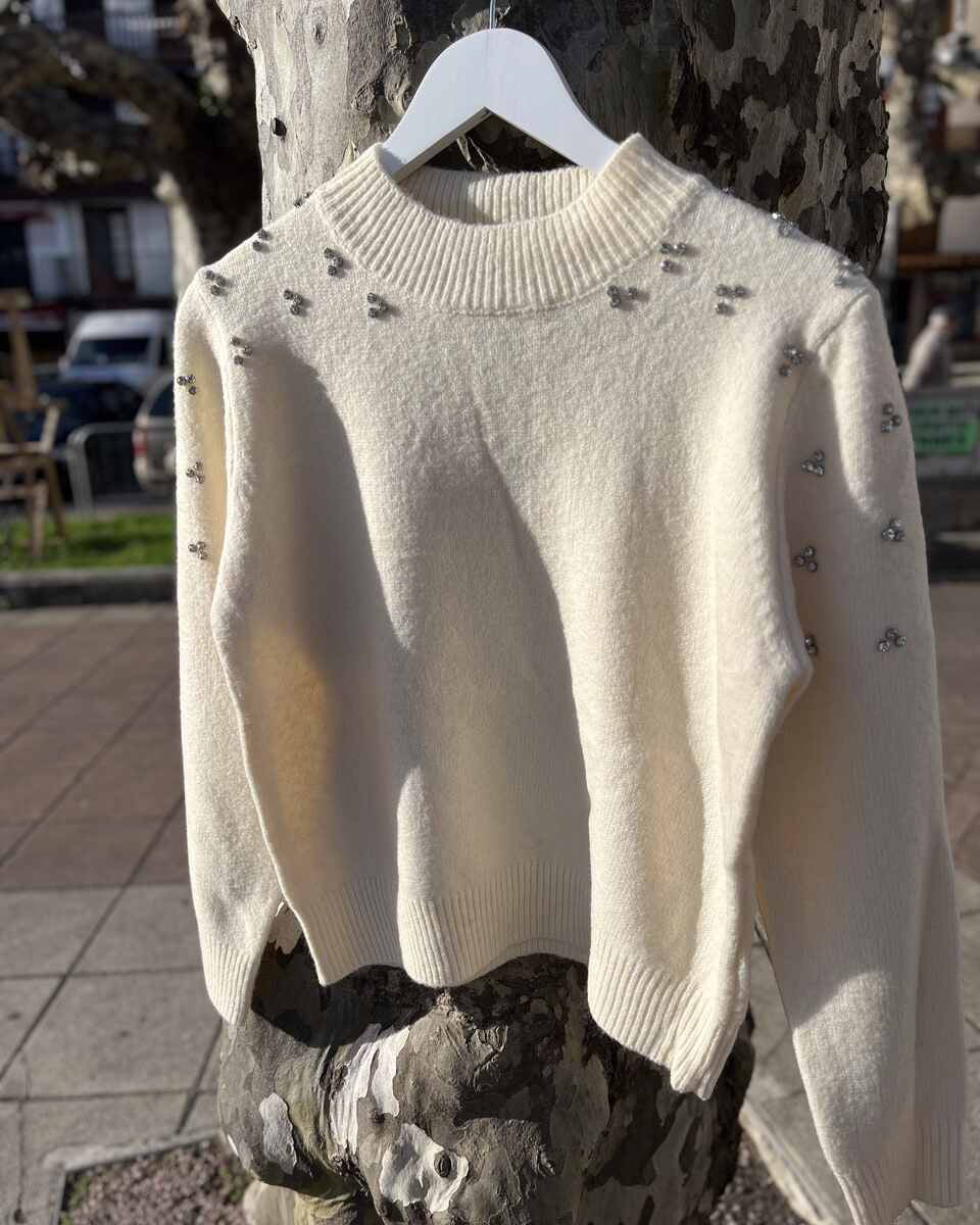 Jersey beige abalorios