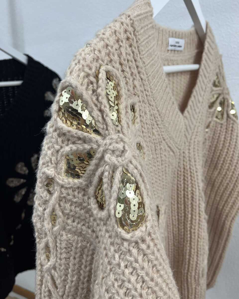 Jersey beige flores