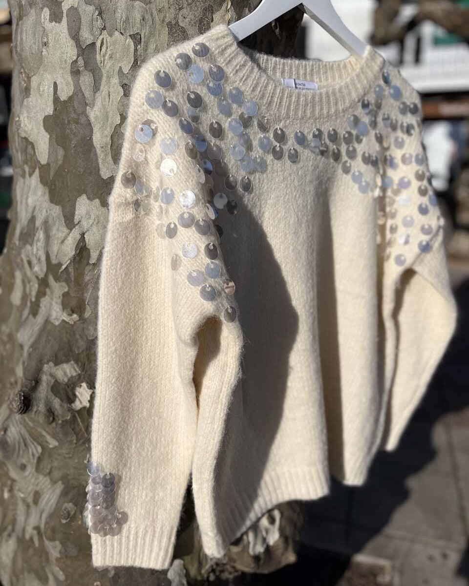 Jersey blanco lentejuela