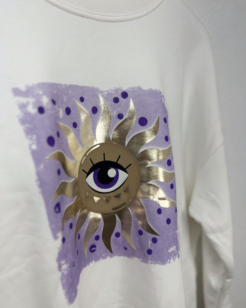 Sudadera sol y ojo lila