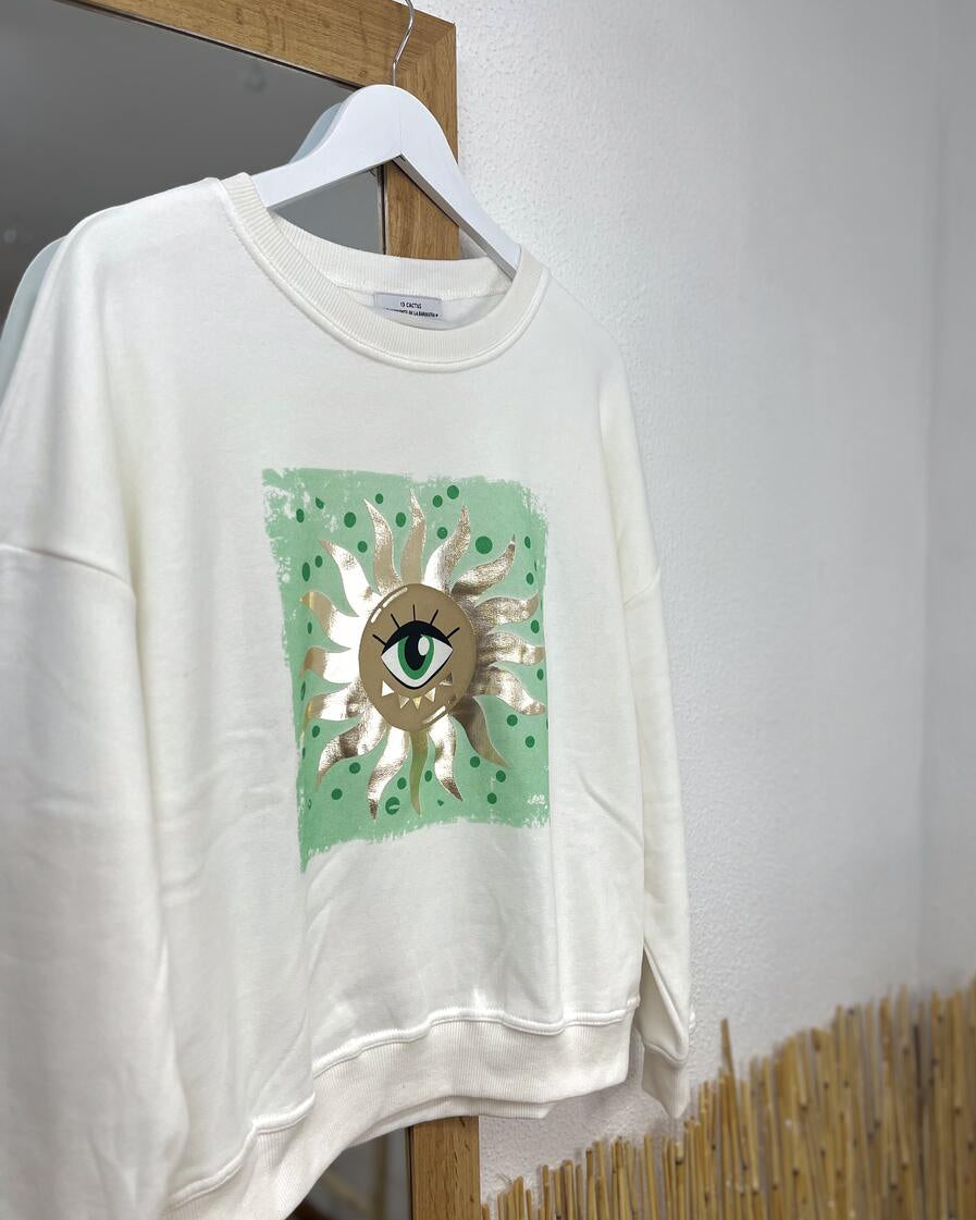 Sudadera sol y ojo verde