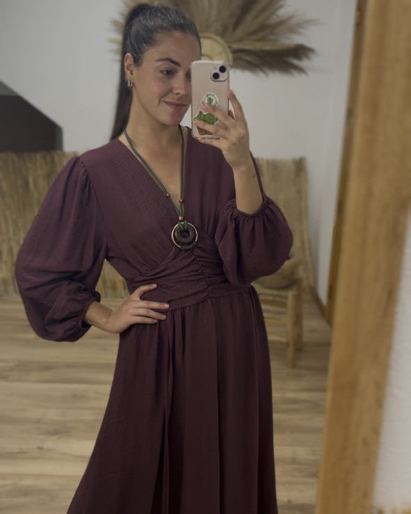 Vestido largo vino