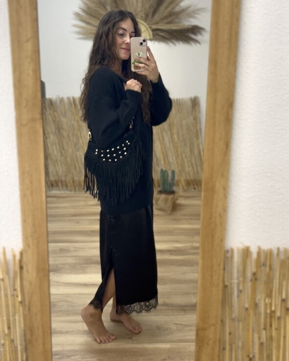 Vestido lencero negro