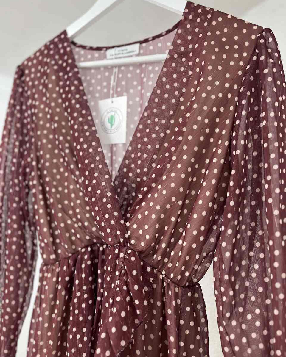 Vestido lunares granate