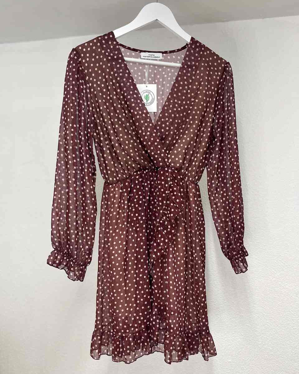 Vestido lunares granate