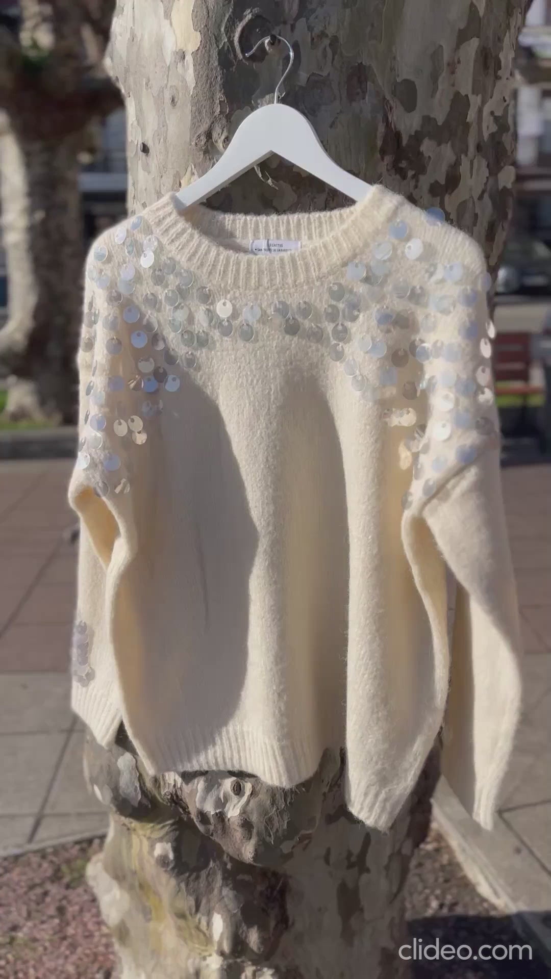 Jersey blanco lentejuela