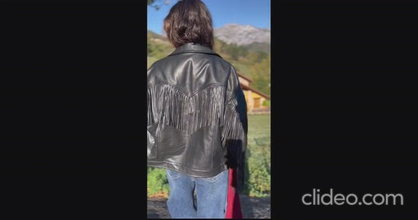 Chaqueta polipiel flecos