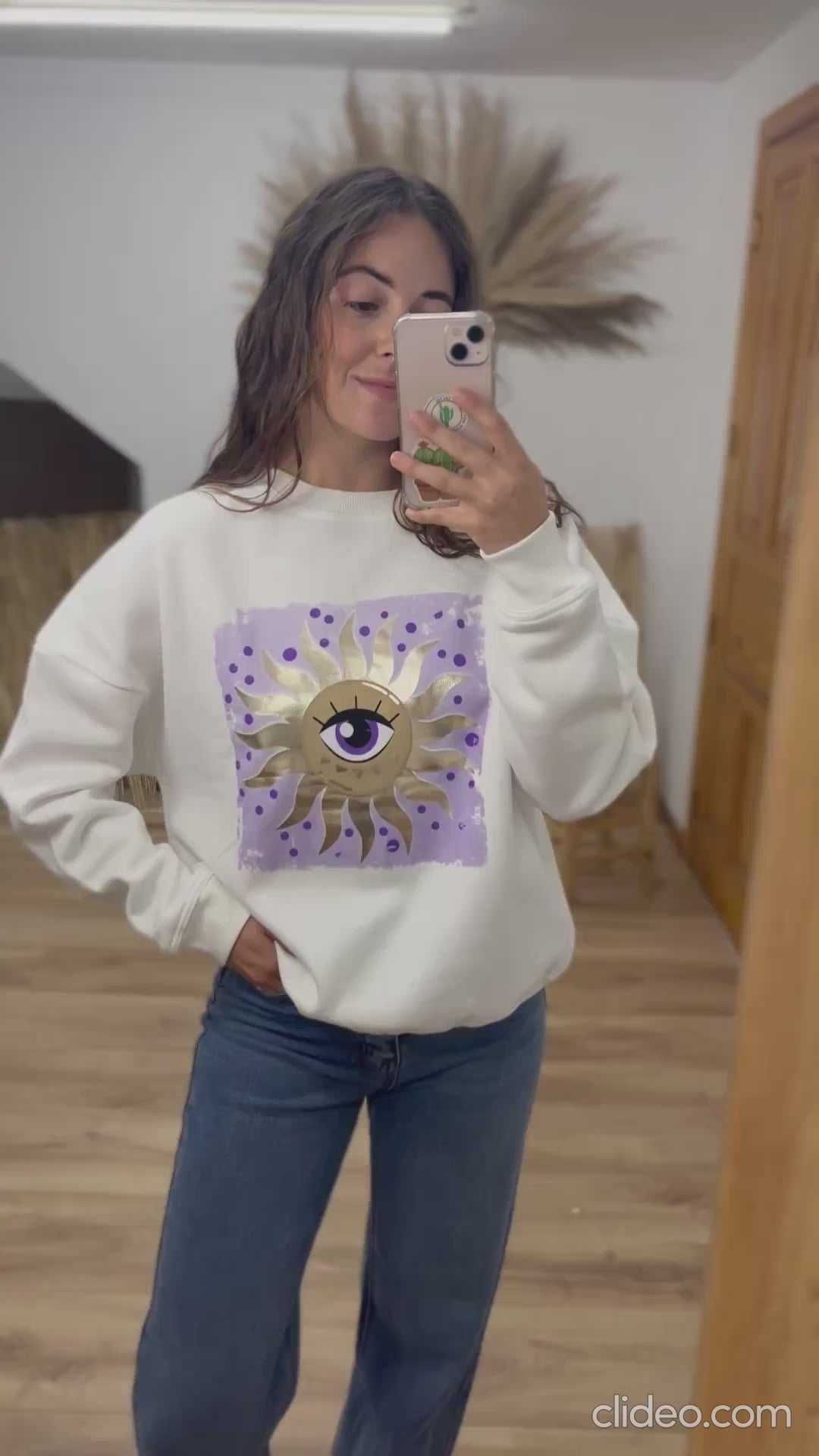 Sudadera sol y ojo lila