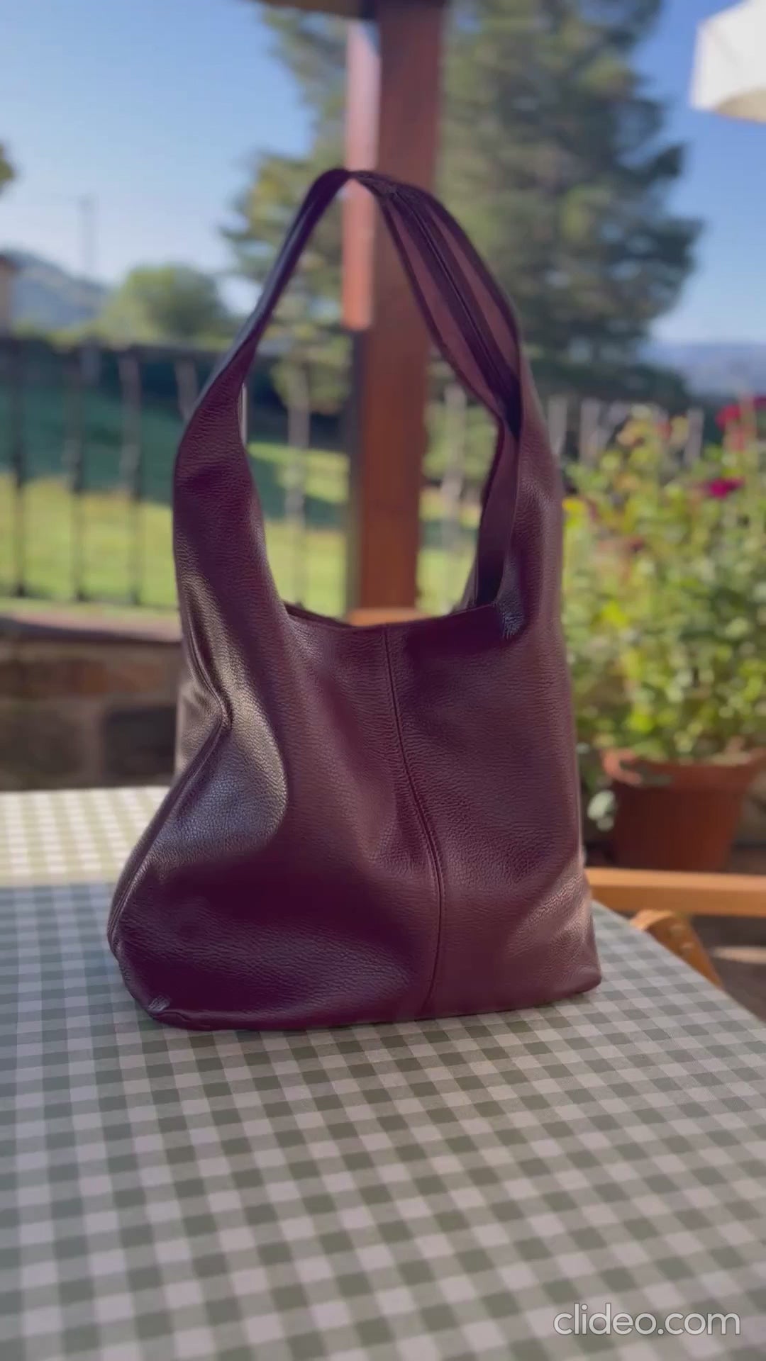 Bolso de piel vino