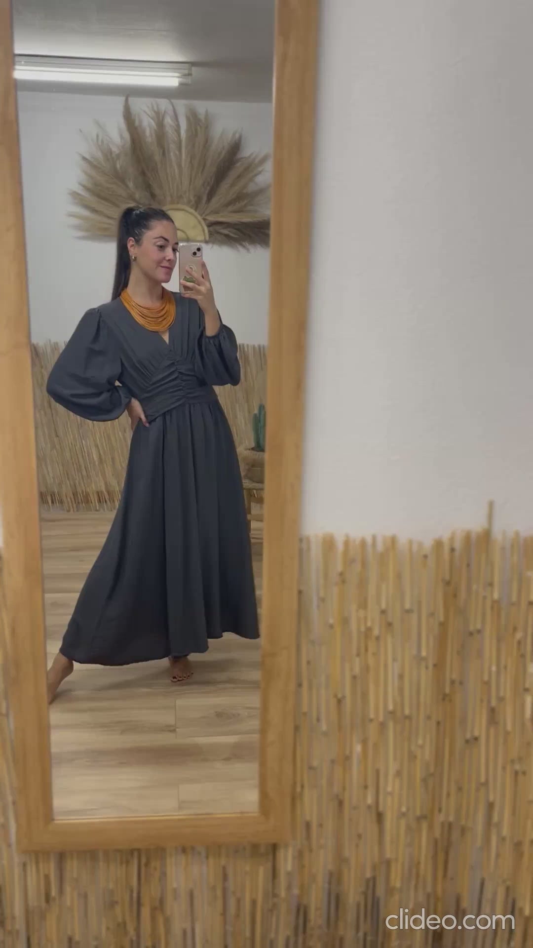 Vestido largo gris